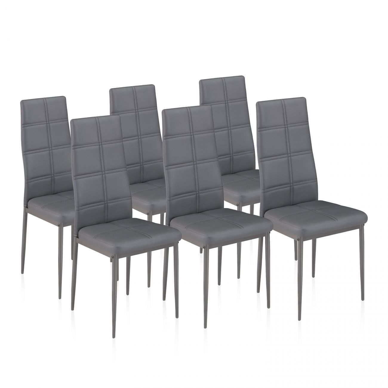 Pack 6 sillas de comedor 49x40,5 cm gray tex gris