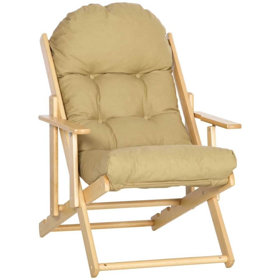 Sillón relax plegable marrón con respaldo de 3 posiciones
