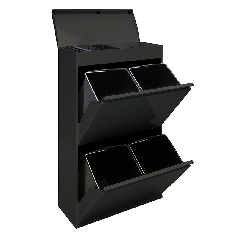 Arregui top cr626-b cubo de basura y reciclaje de acero 4 x 17 l (68 l)