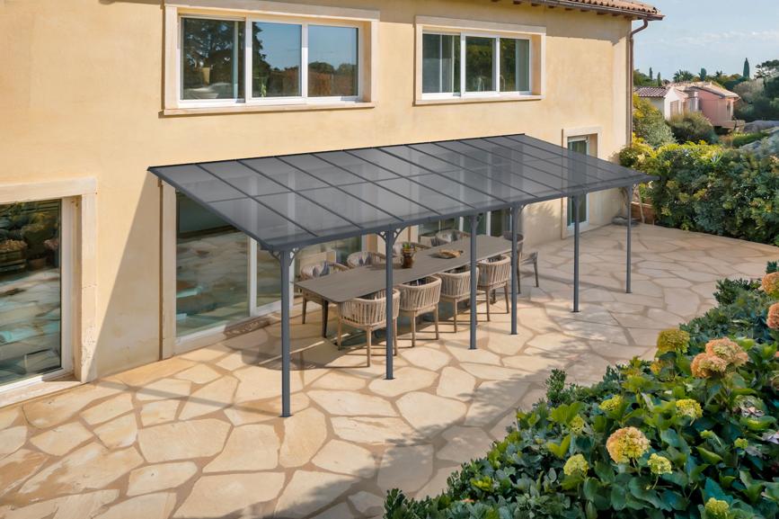 Pérgola de pared aluminio kleo gris 800 x 300cm-de techo policarbonato