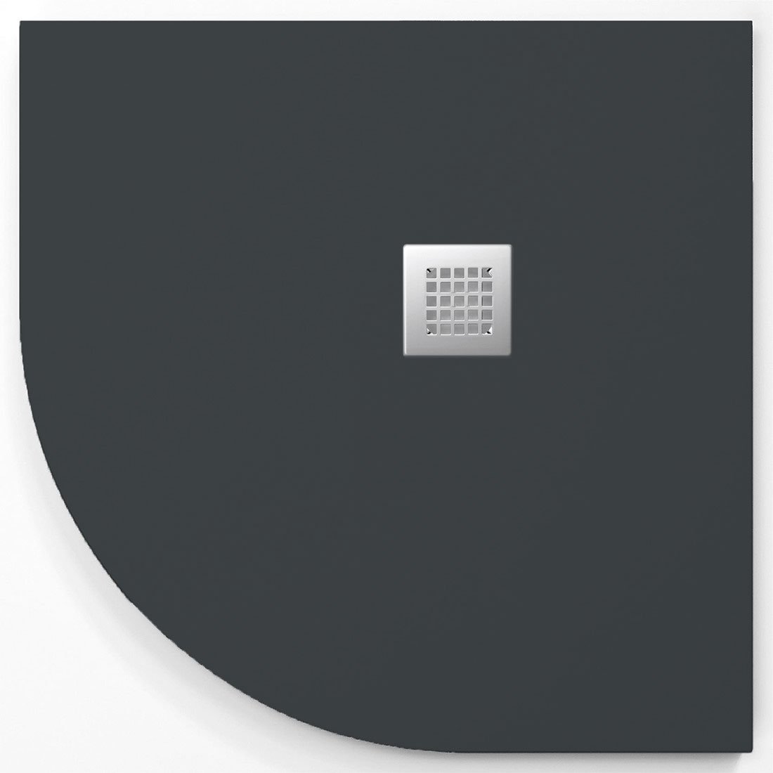 Plato de ducha onda curve antracita 90x90 cm (radio 55) rejilla inox