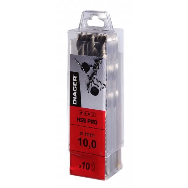 Broca hss mecha pro serie corta tubo de 10 - ø 2 mm - diager - 726d02
