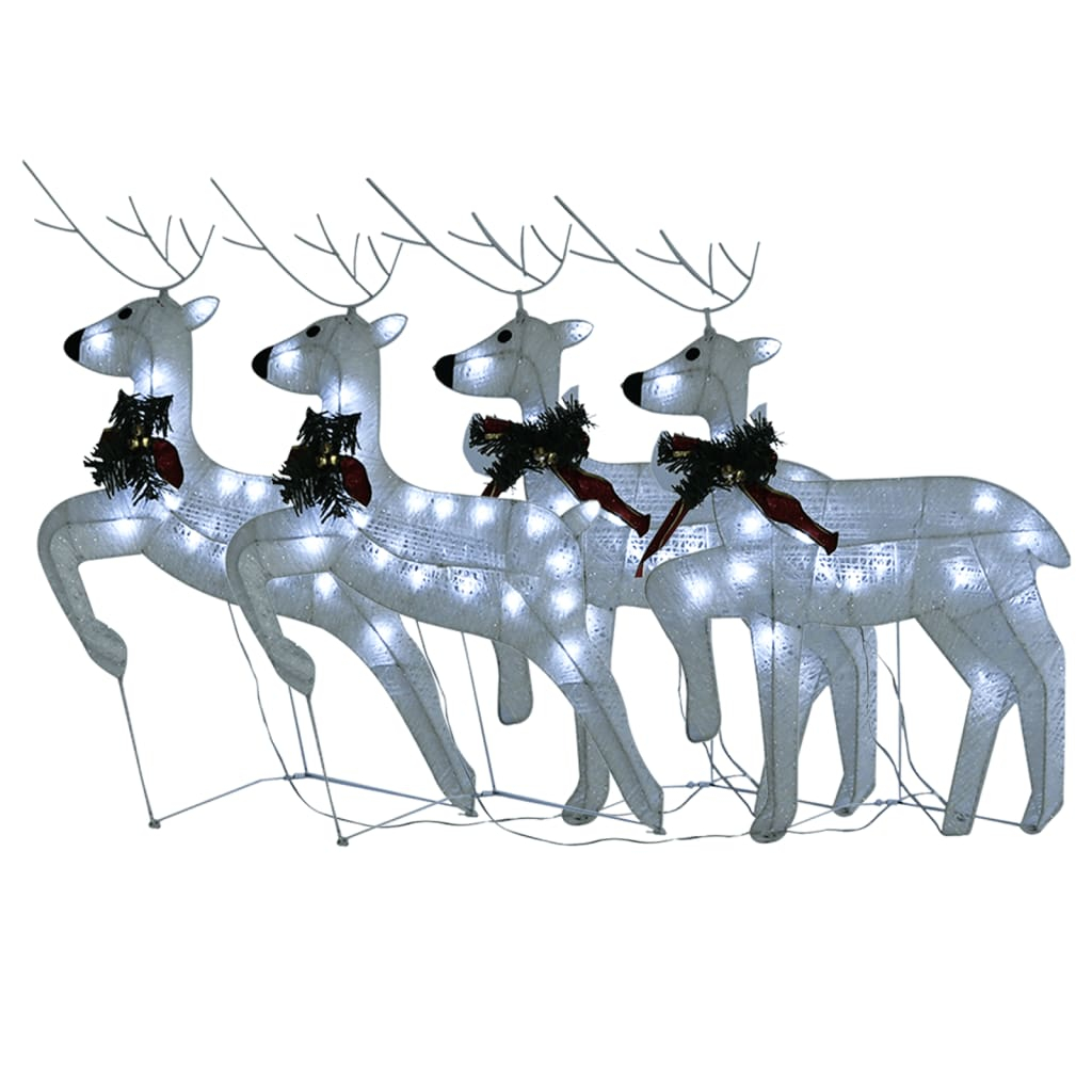 vidaXL renos de navidad 4 unidades 80 LED blanco