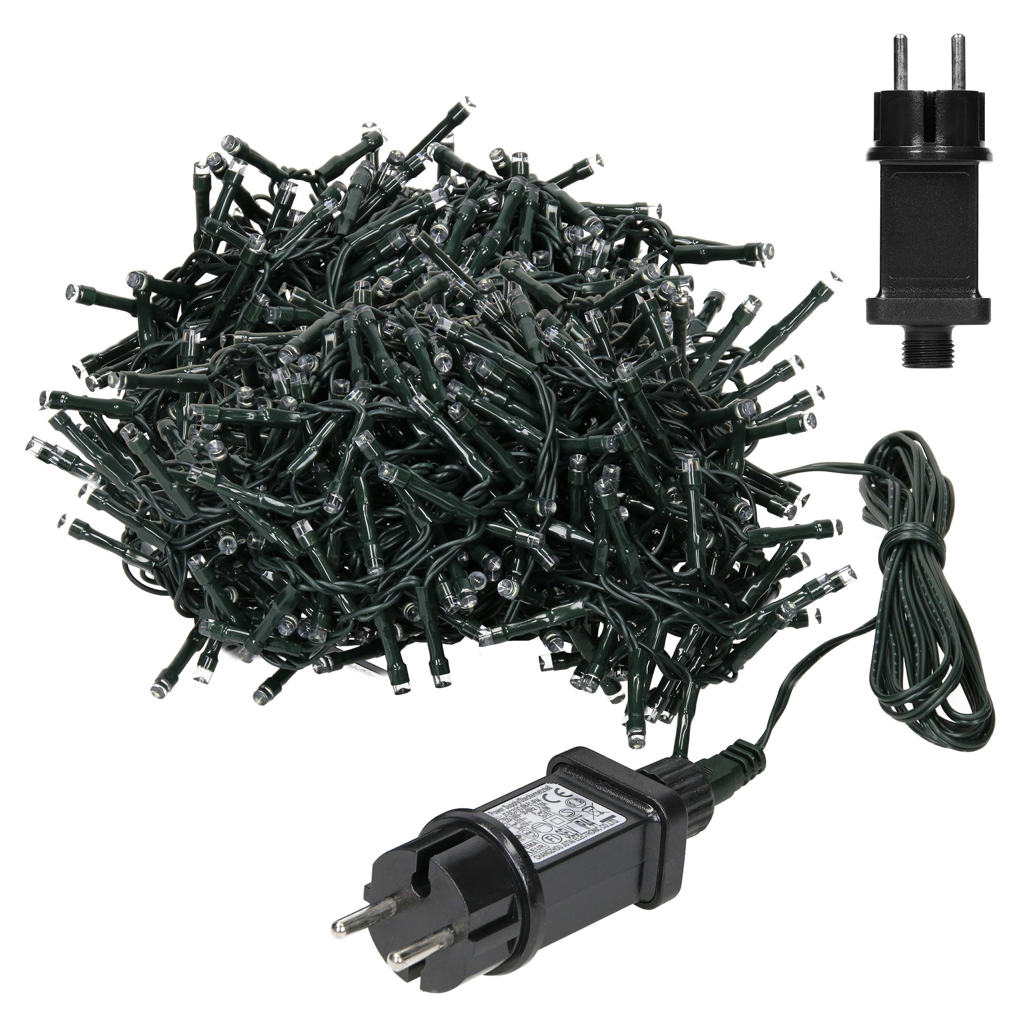 Cortina de luces LED PVC negro con 360 LEDs de 12 m blanco ecd germany