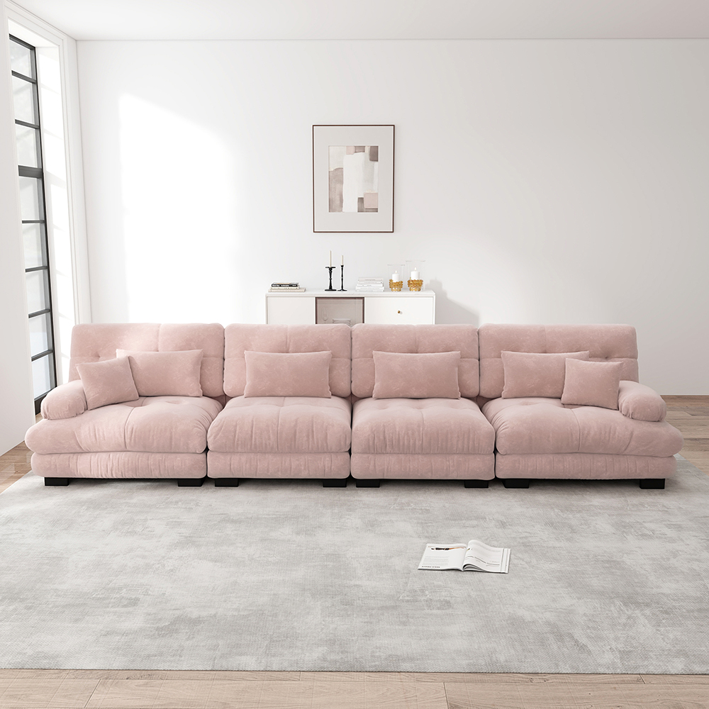 Komhtom，sofá modular, chenilla, rosa