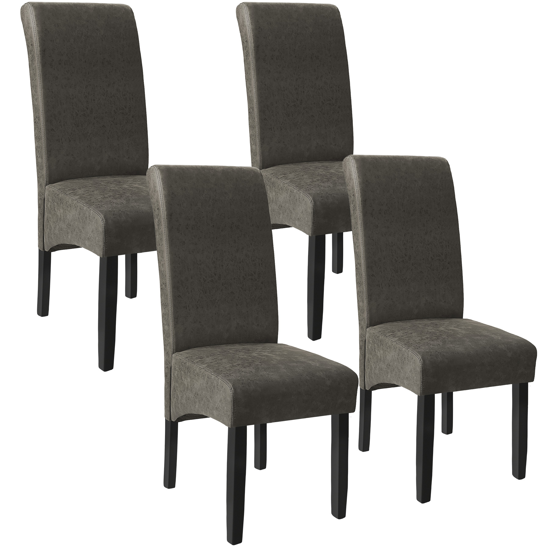4 sillas de comedor ergonómicas, símil cuero, tapizadas gris mármol