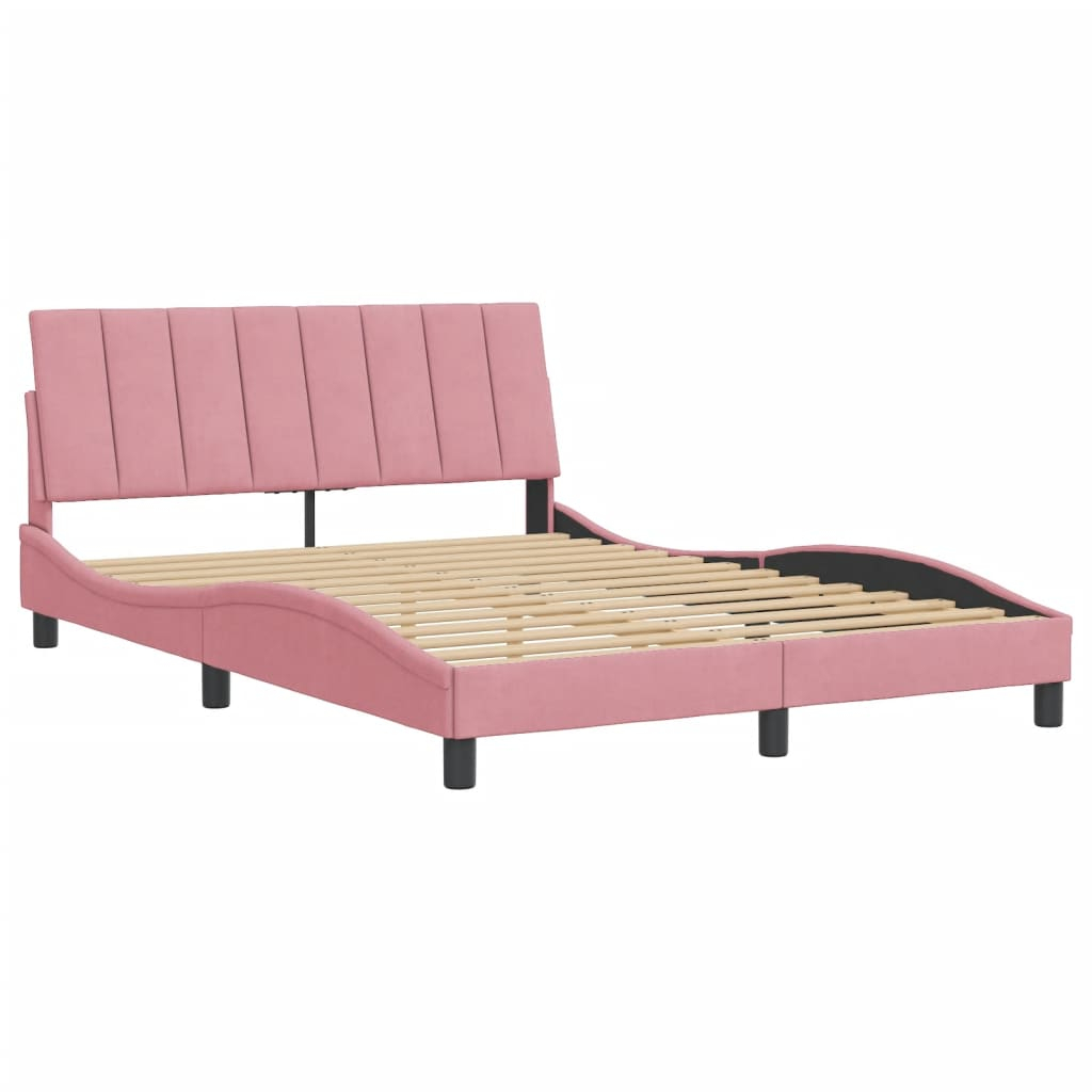 vidaXL estructura de cama sin colchón hanko terciopelo rosa 140x200 cm