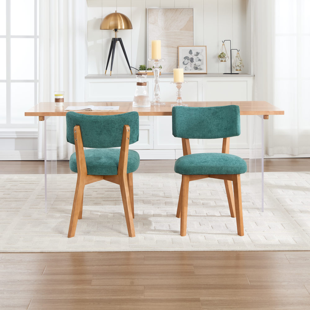 Conjunto de 2 sillas de comedor tapizadas verde para oficina