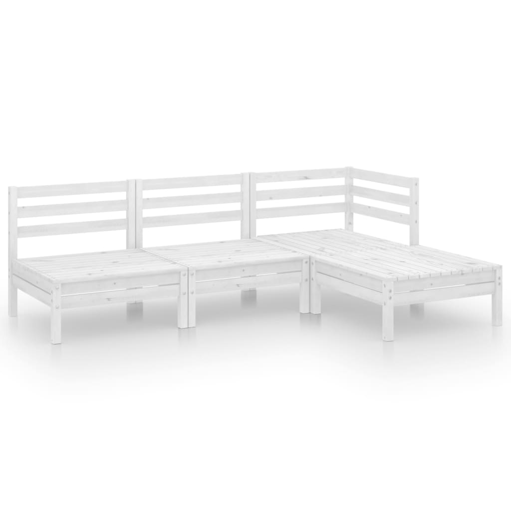 vidaXL juego de muebles de jardín 4 piezas madera maciza pino blanco