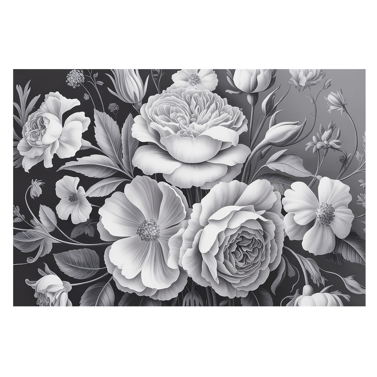 Papel pintado para paredes 250x250 flores grises tulup
