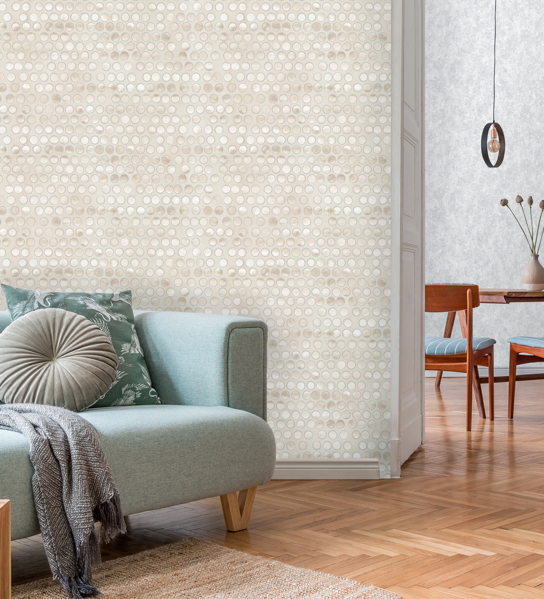 Papel pintado gaulan geométrico de círculos 3d textura relieve 10.6m²