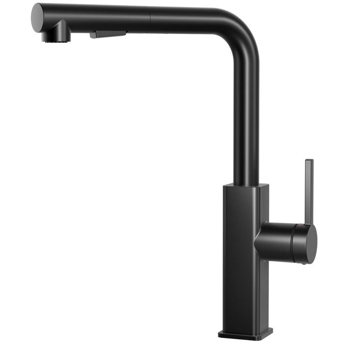 Grifo de cocina - mezclador negro de inox - ducha extraíble - 2 funciones -