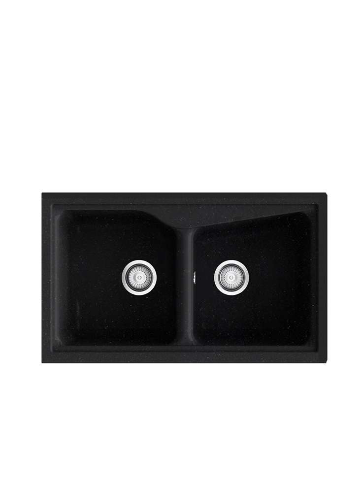 Poalgi - fregadero 86x51 cm city negro - 2 cubetas