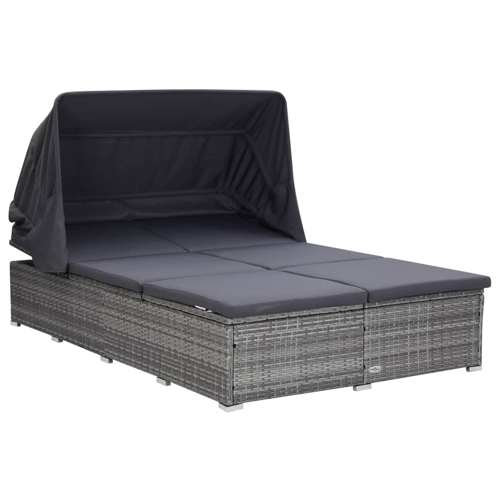 vidaXL tumbona para 2 personas con cojín ratán sintético gris