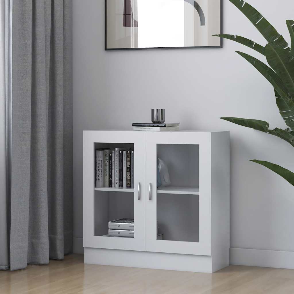 Vitrina de madera contrachapada blanco 82,5x30,5x80 cm oif907839