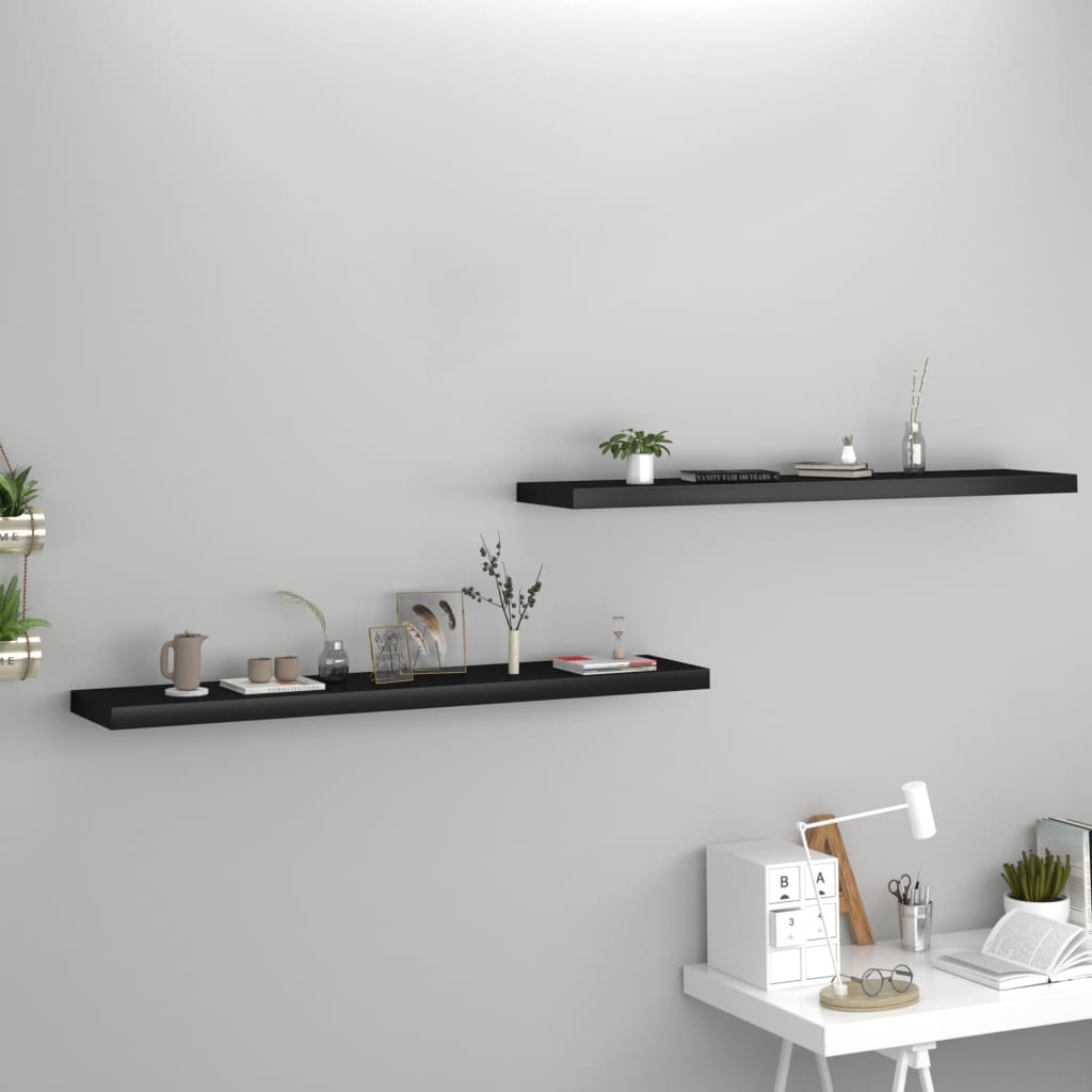 Estantes flotantes de pared 2 uds mdf negro 120x23,5x3,8 cm