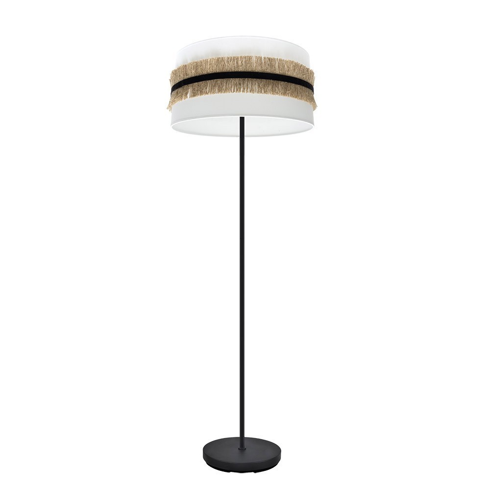 Pie de salón 1xE27 negro blanco yute 166x40x40cm angola