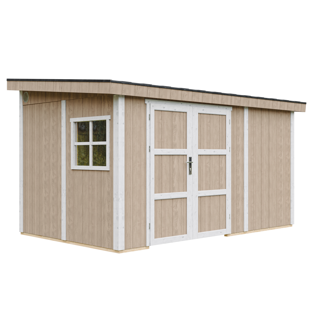 Caseta de jardín Timbela m939b-terra brown, 8,68 m², premium, sin suelo