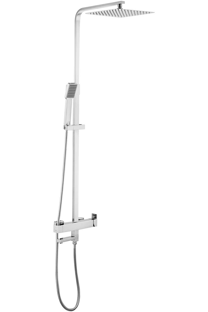 Valaz barra de ducha/bañera cuadrada ajustable 145cm cromada - 30cm
