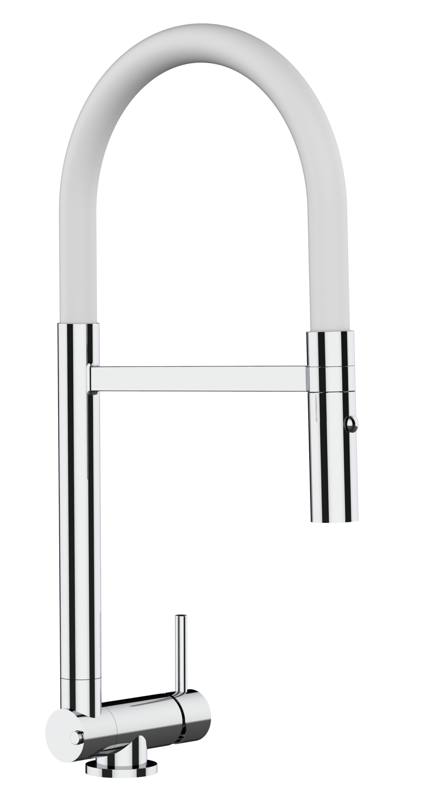 Grifo cocina abatible 4,5cm cromado caño flexible blanco ducha 2chorros
