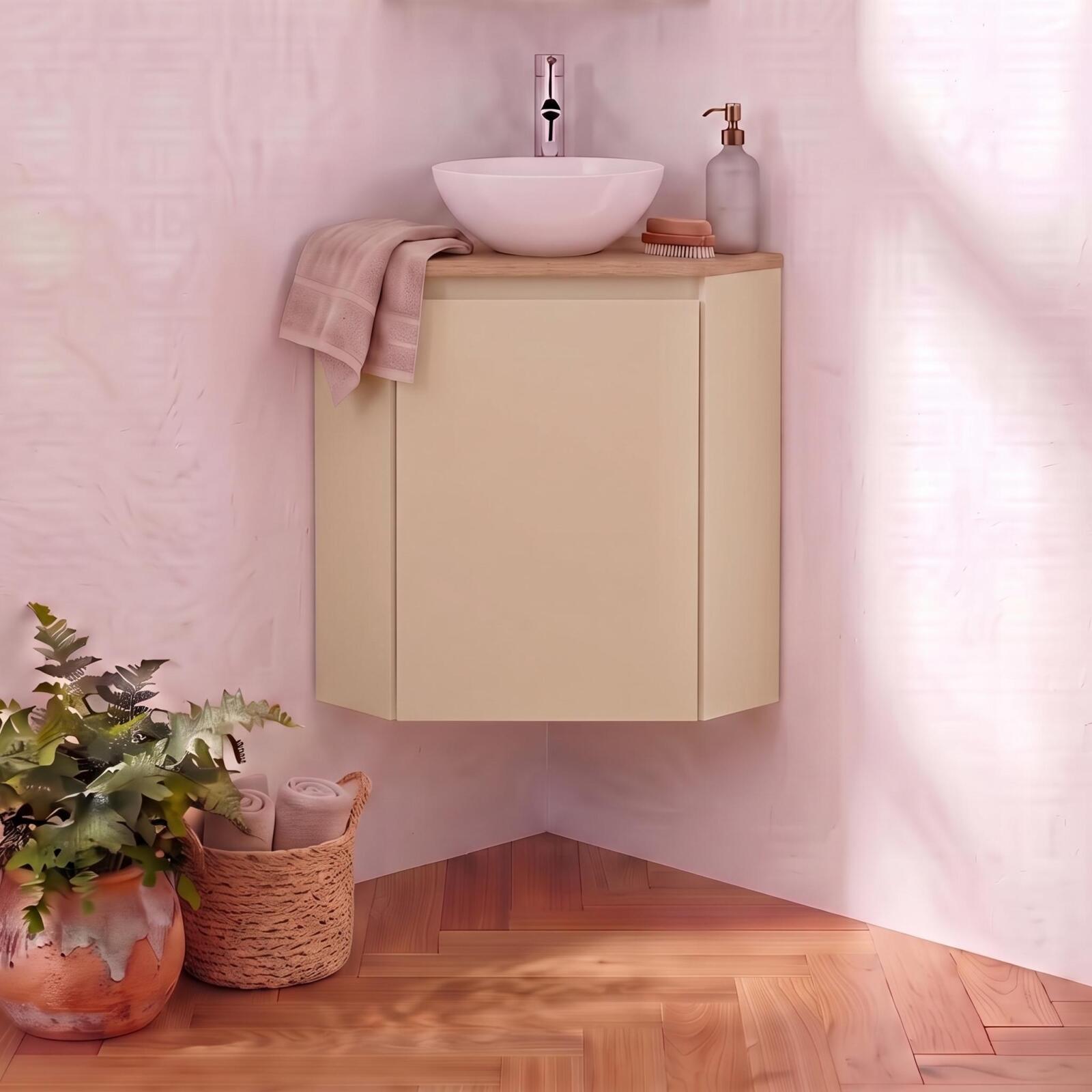 Conjunto de lavamanos de esquina con lavabo y grifo sorrento