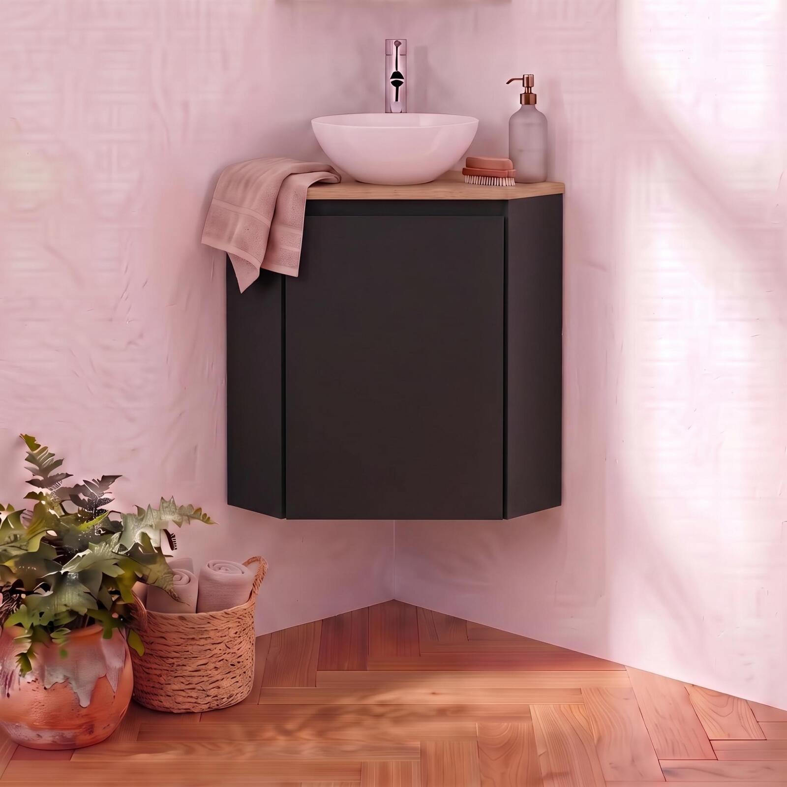 Conjunto de lavamanos de esquina con lavabo y grifo sorrento