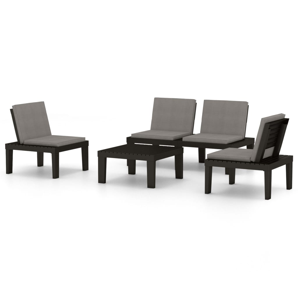 vidaXL set de muebles de jardín 4 piezas con cojines plástico gris