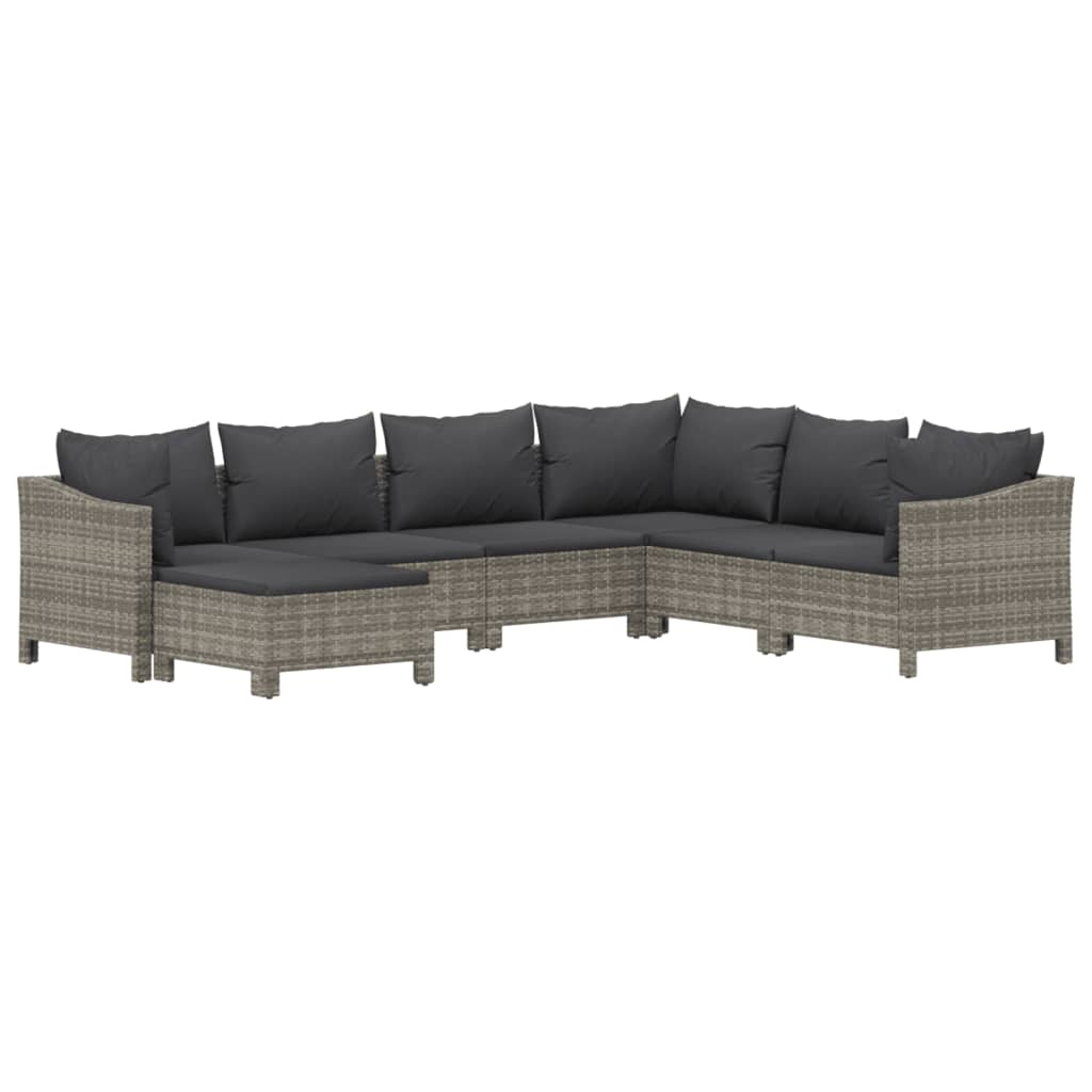 vidaXL set de muebles de jardín 7 pzas y cojines ratán sintético gris