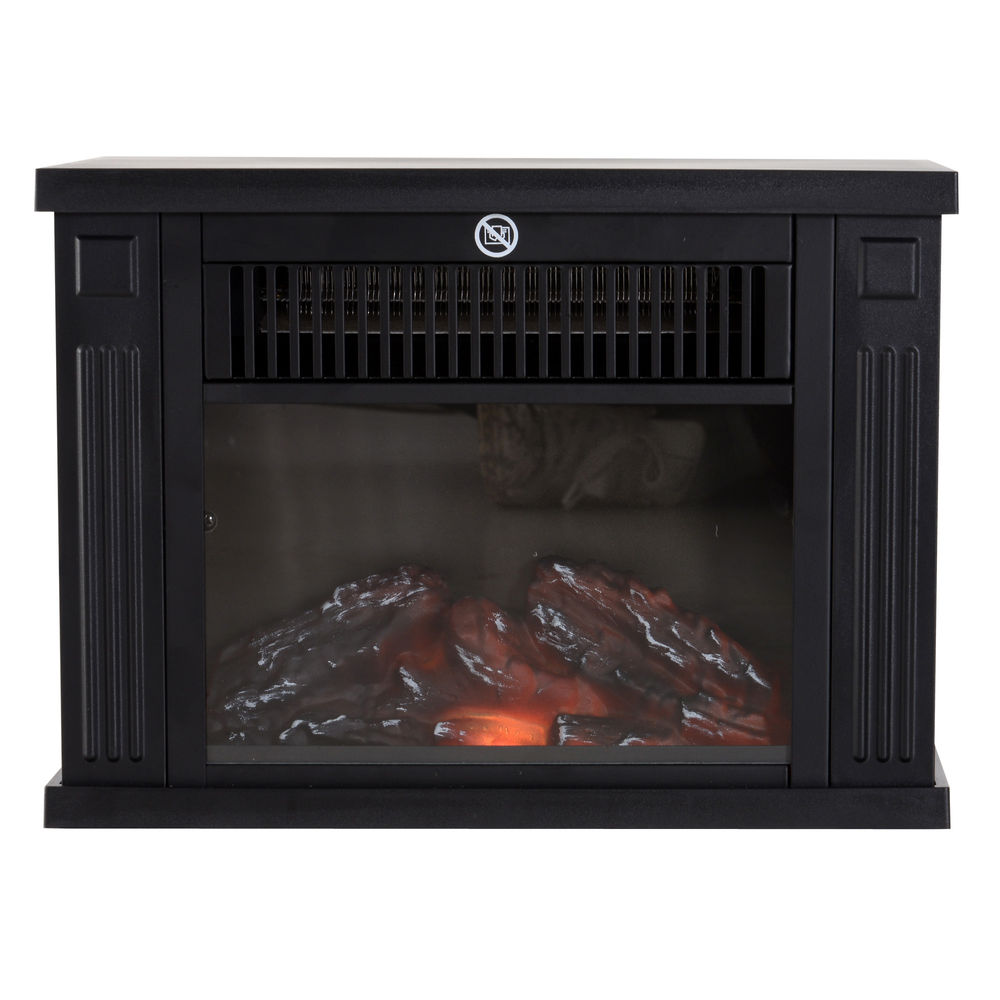 Chimenea eléctrica portátil 4x17x25 cm vidrio templado y plástico Homcom