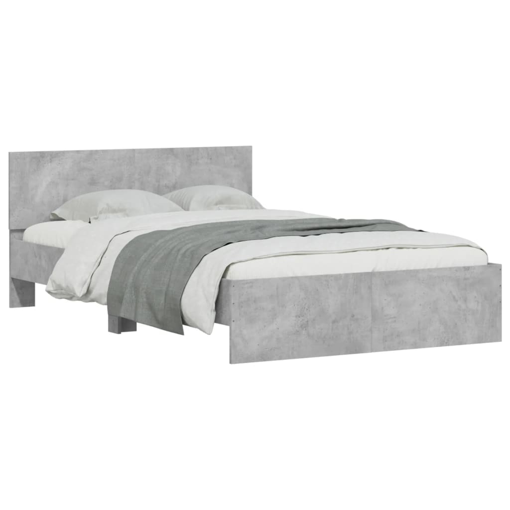 vidaXL estructura de cama con cabecero gris hormigón 135x190 cm