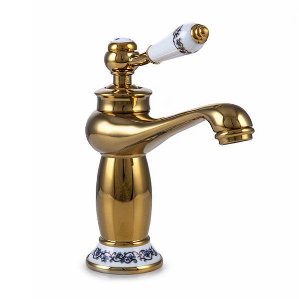 Grifo lavabo monomando retro, dorado