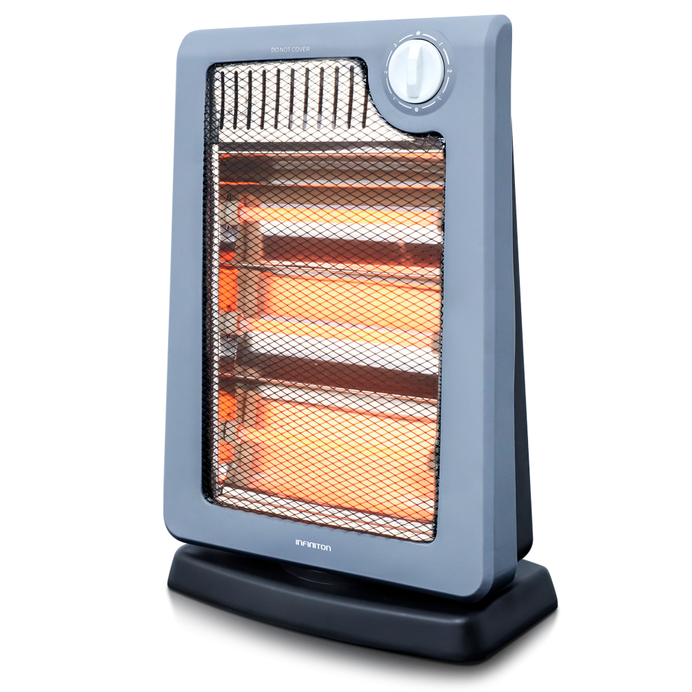 Estufa de cuarzo infiniton hqp-r82,1200w,3 niveles potencia, antivuelco