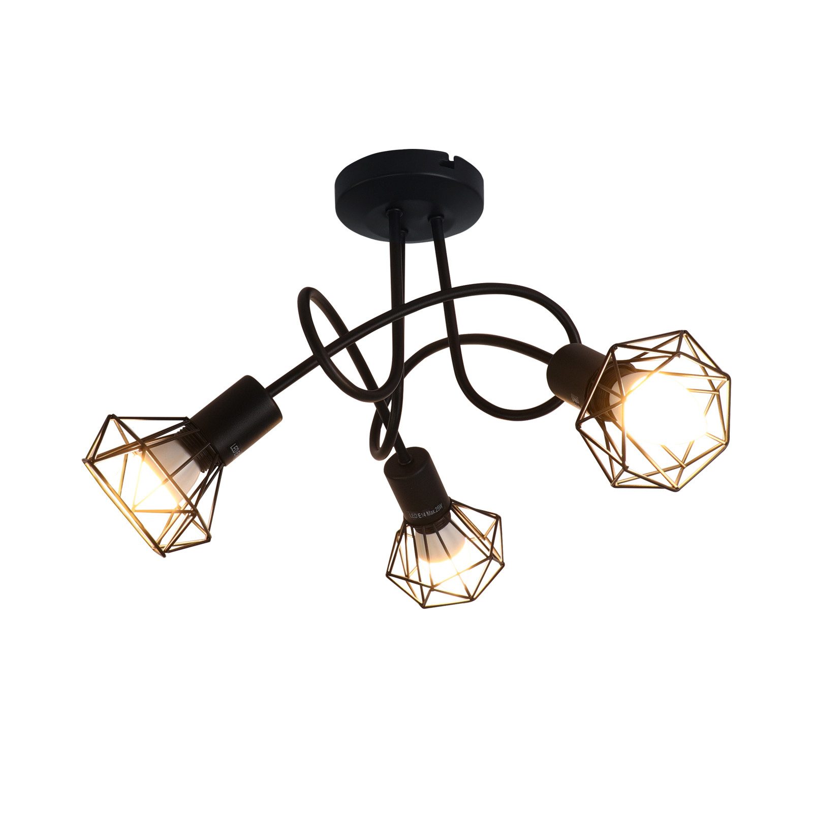 Nettlife foco LED 3 bombillas vintage negras foco industrial orientable