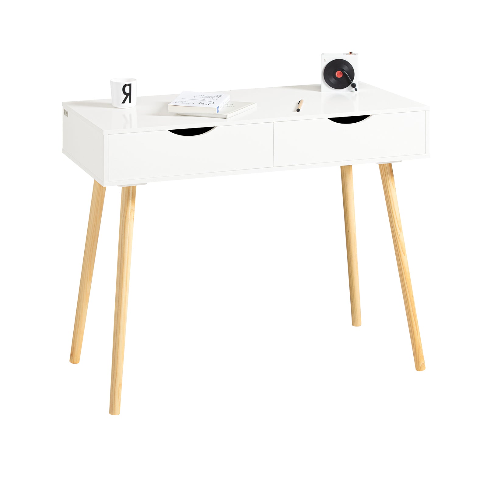 Mesa de ordenador con 2 cajones fwt40-wn sobuy