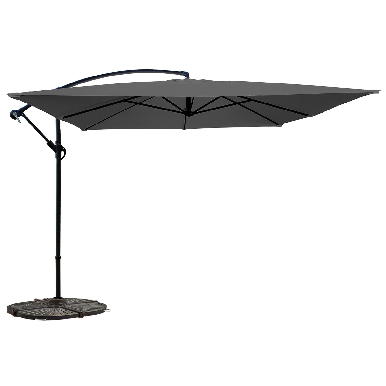 Oviala - juego de parasol gris (3 x 3 m) + 4 losas de lastre