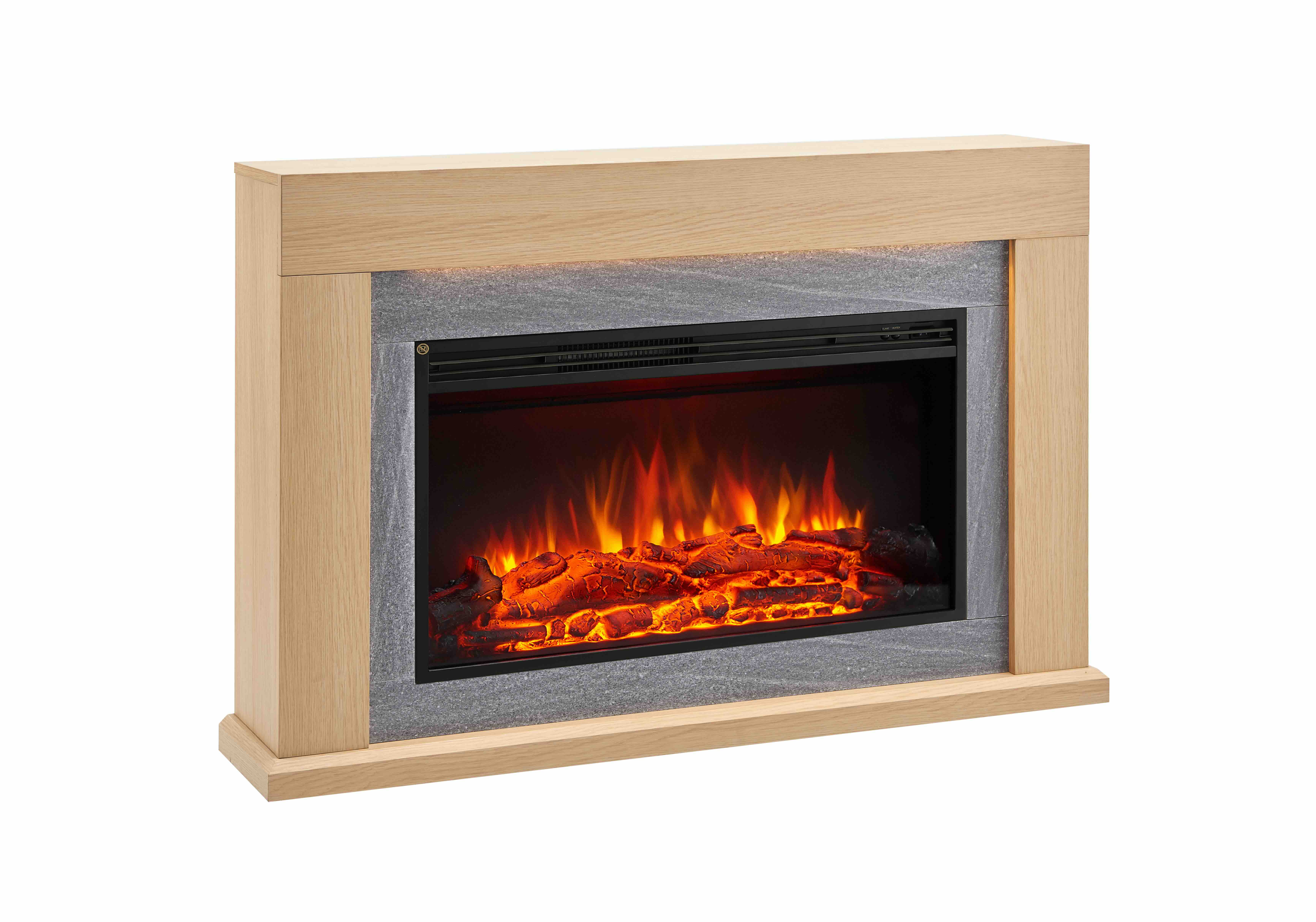 Chimenea eléctrica BALDERIA Xerxes - de pie, calefacción - roble claro