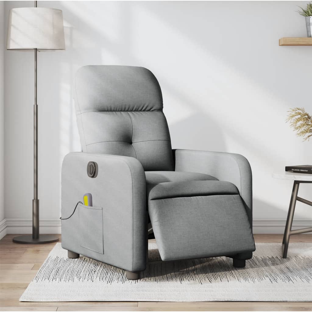 Sillón reclinable de masaje eléctrico tela gris claro qweo8913