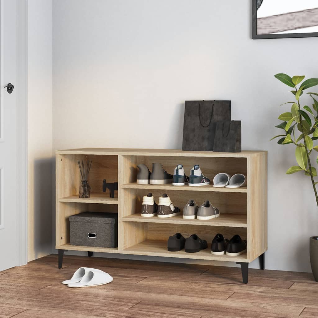 Mueble zapatero madera contrachapada roble sonoma 102x36x60 cm esxt5276