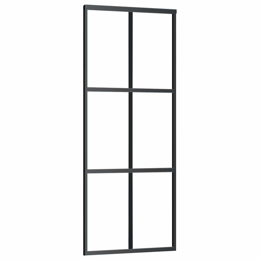 vidaXL puerta corredera esg vidrio y aluminio negra 76x205 cm