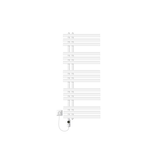 Radiador toallero eléctrico blanco 500 x 1200 mm con elemento 1200w