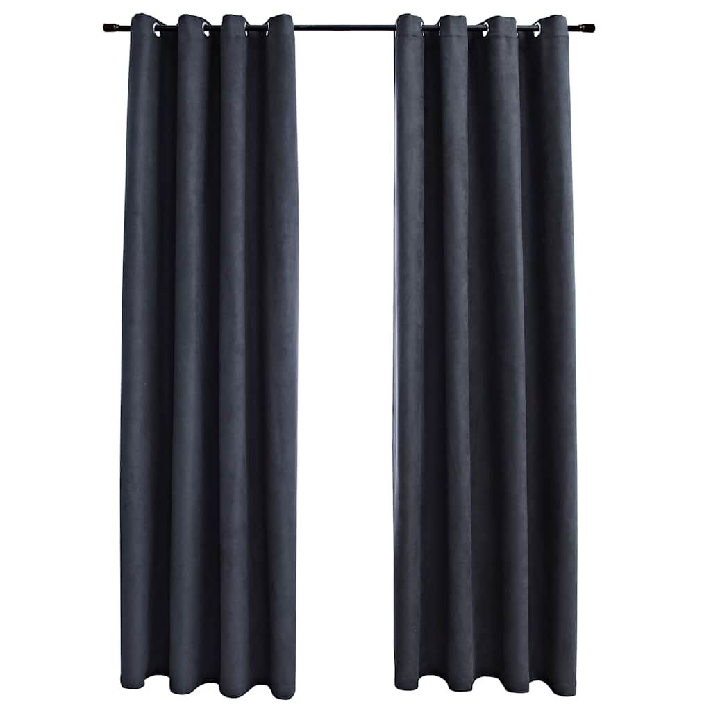 vidaXL cortinas opacas con aros de metal 2 piezas antracita 140x175 cm