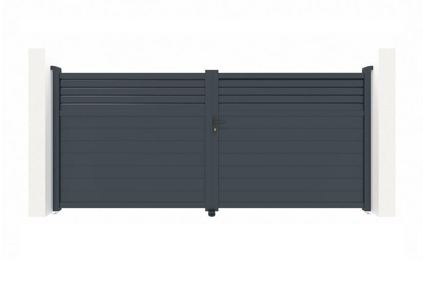 Puerta batiente regulable ancho 4m carpatia h.180cm aluminio gris
