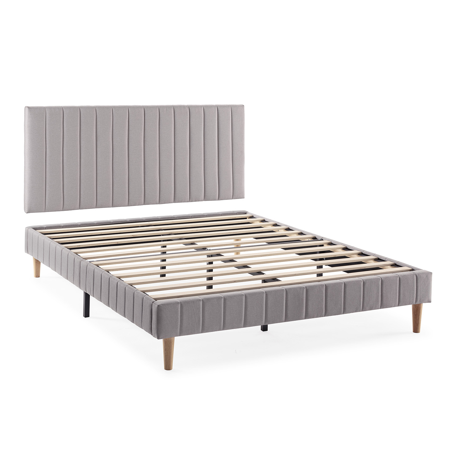 Base tapizada + cabecero eris 150x190 cm gris claro