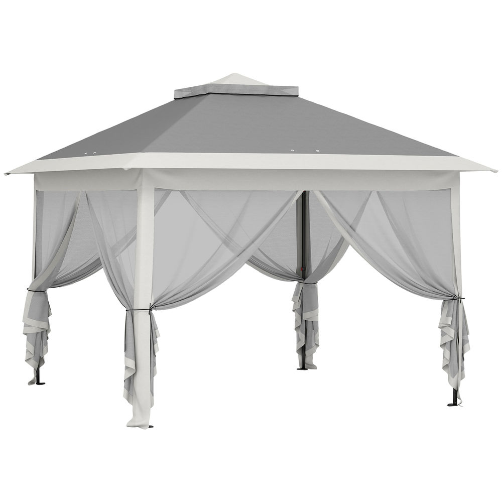 Carpa plegable 330x330x288 cm tela oxford, metal color gris Outsunny