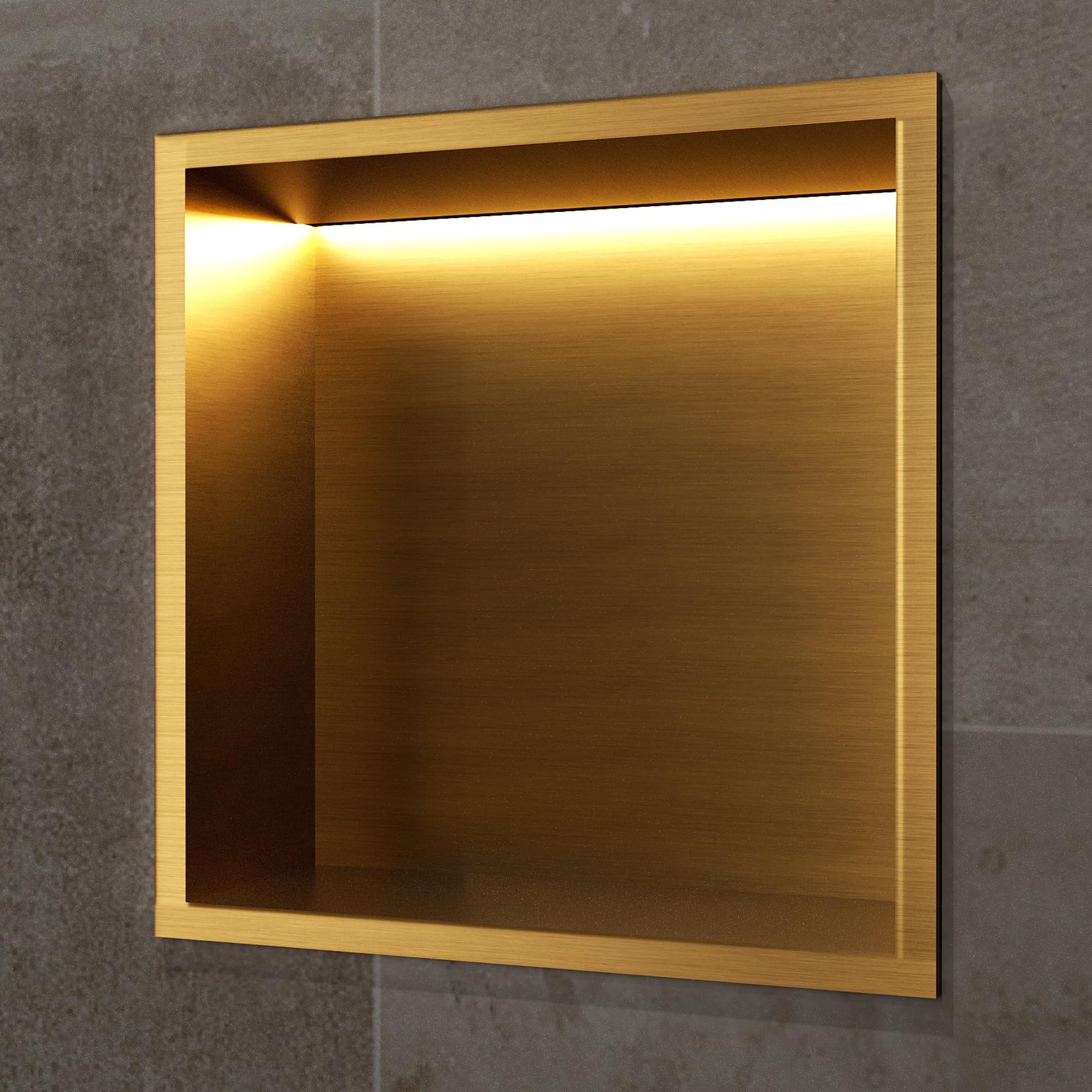 Imex - nicho de ducha empotrable con luz LED 33x33cm oro cepillado