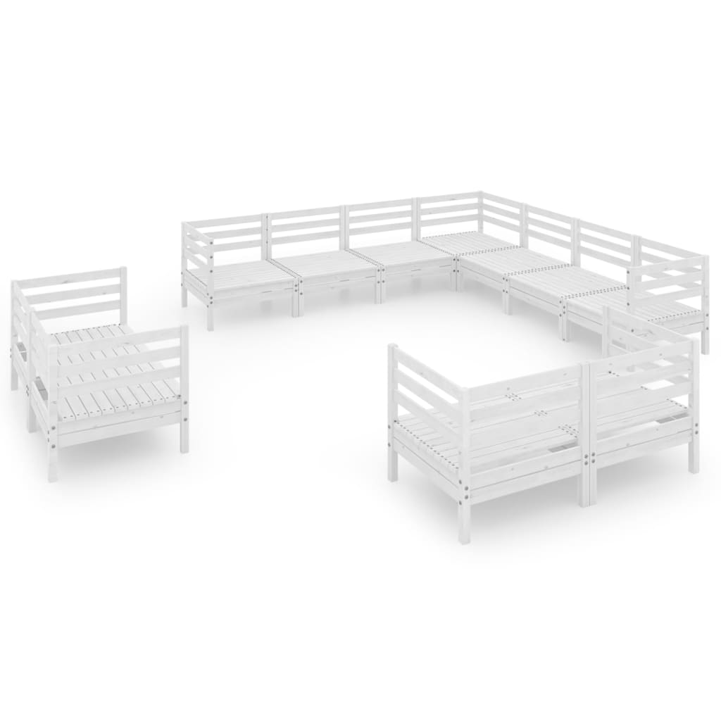 vidaXL juego de muebles de jardín 11 piezas madera maciza pino blanco