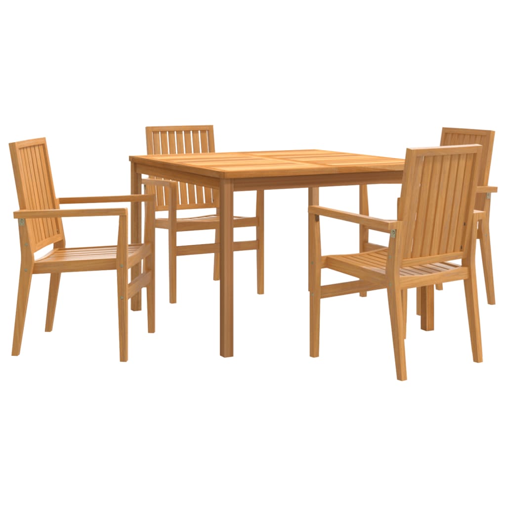 vidaXL juego de comedor para jardín 5 piezas madera maciza de teca