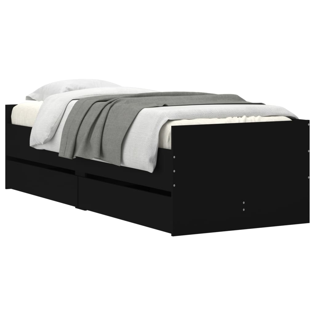 vidaXL estructura de cama con cajones negro 100x200 cm