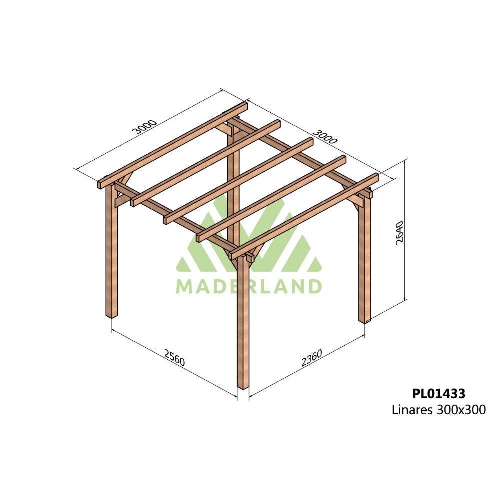 Pérgola de madera laminada - linares 300x300cm (maderland)