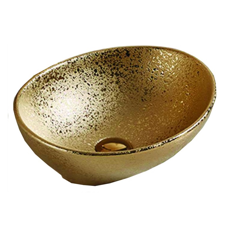 Lavabo cerámico sobre encimera, 40,5x33x14 cm, dorado